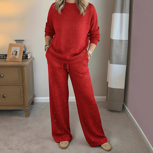 ⏳ Weihnachts-Sonderaktion: 50 % Rabatt! ⏰ Damen-Glitzer-Weihnachts-Zweiteiler: Sweatshirt & Hose